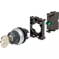 Eaton M22-WS-K10-BVP raktu valdomas perjungiklio aktuatas, 2 padėtys, fiksuojamas, juodas plastikinis priekinis žiedas, raktas K10, 22,5 mm 110921