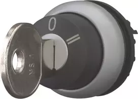 Eaton M22-WRS3 raktu valdomas selektoriaus jungiklio aktorius, 3 padėčių fiksuotas, plastikinis juodas priekinis žiedas, 22,5 mm 216900
