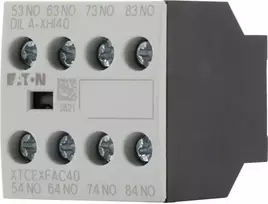 Eaton DILA-XHI40 pagalbinis kontaktų blokas, 4 NO, priekinis montavimas, varžtiniai gnybtai, juodas/baltas 276428