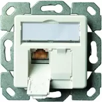 TELEGÄRTNER J00020A0523 AMJ-S Cat.6A ekranuota įleidžiama RJ45 rozetė, 2 prievadų, grynai balta