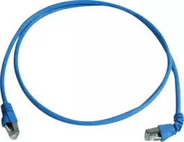 Telegärtner Cat 6A S/FTP komutacinis kabelis, PiMF, mėlynas, 2,0 m, vienas galas kampu L00001A0159