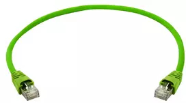 TELEGÄRTNER 100008107 CAT 6a SF/UTP RJ45 komutacinis kabelis, 0,5 m, žalias, su apsauginiu lankstymo gaubteliu