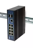 ALLNET ALL-SGI8010PDM Industrial Managed Layer2+ 10-Port Gigabit PoE Switch, 7x PoE+ 2x SFP 1x PD, Fanless IP40