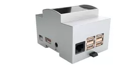 ALLNET DIN bėgio tvirtinimo korpusas, skirtas Raspberry Pi 4 Model B, su permatomu langeliu, pilkas 25.0410000.RP4