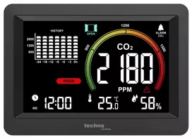 Technoline WL1028 CO2 monitorius su aliarmu, juodas