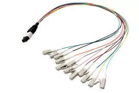 EFB Elektronik MPO-PLUS/APC(M)-LC fanout kabelis OS2 12 skaidulų Type B LSZH geltonas 1m MPOM12LCOS2-1