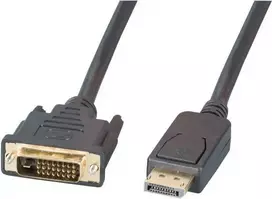EFB Elektronik DisplayPort į DVI-D kabelis, 2 m, juodas, lietas, sparnuotieji varžtai K5564SW.2