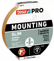 tesa Mounting PRO Narrow 66714-00000-00 dvipusė tvirtinimo juosta, balta, 10 m x 9 mm, 2 ritinėliai