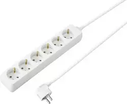 Sygonix SY-4891000 6 vietų Schuko elektros paskirstymo blokas, baltas, 1,5 m kabelis su jungikliu ir vaikų apsauga