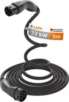 LAPP MOBILITY savaime susivyniojantis Type 2 EV įkrovimo kabelis, 22 kW, 3 m, juodas (75749)