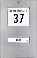 M-E MODERN-ELECTRONICS KT 1-EG durų skambučio plokštė, nerūdijantis plienas, 1 mygtukas, IP44, baltas LED
