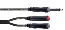 Cordial 14890 Audio Y-Adapter Cable 6,3mm stereo jack plug to 2x 6,3mm mono jack socket 0,30m juodas PVC dvigubas kabelis