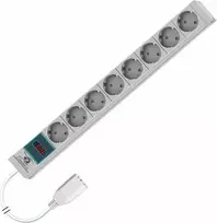 Liebernetz 19 inch 1U stovo maitinimo blokas su skaitikliu, 8x Schuko CEE 7/3 lizdai, C14 įėjimas, 3 m kabelis, šviesiai pilkas (90LNSDL20SC083)