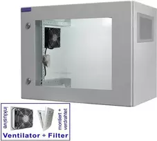 RESISTER PRO Aktiv 19 colių tinklo spintelė, IP54/55, stiklinės durelės, 9U, 600x400 mm, šviesiai pilka 99RRA19WV94GG
