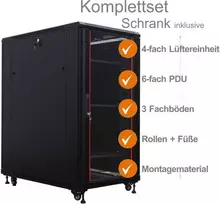 IT-BUDGET 19 inch Tinklo spintos SRK pilnas komplektas 27U 600x600 mm stiklinės/plieninės durys juoda 99ITB19SRK2766GSM