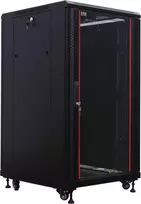 IT-BUDGET 19 inch Tinklo spintelė SRK - 18U - 600x800 mm - Stiklinės/Plieninės durys - Išardoma - Juoda (90ITB19SRK1868GSN)