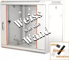 IT-BUDGET 19 inch Tinklo spintelė SWA - 12U - 570x450 mm - Stiklinės durelės - Nuimami šonai - Sieninė/grindinė montavimas - Priedų rinkinys - Pure White 90ITB19WS12645GW