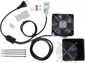 IT-BUDGET IT spintos ventiliatoriaus rinkinys su termostatu, 160 m³/h, 230 V, iš anksto sujungtas, 1 ventiliatorius 90ITBTKD180603KTHS128
