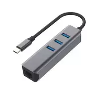 EXSYS EX-1133-N-3 USB 3.2 Gen 1 šakotuvas su 3x USB-A prievadais ir Gigabit Ethernet (USB-C)