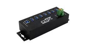 EXSYS USB 3.2 Gen1 7 prievadų pramoninis šakotuvas su DIN bėgio tvirtinimo rinkiniu ir 15kV ESD apsauga (EX-1187HMVS-2)