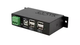 EXSYS EX-1594HMS USB 2.0 4 prievadų pramoninis šakotuvas su DIN bėgio tvirtinimo rinkiniu