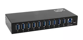 EXSYS EX-11290HMS USB 3.2 Gen 1 10 prievadų šakotuvas su 12V/5A maitinimo šaltiniu