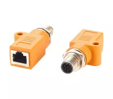 EXSYS M12 A-Coded 8-Pin Male to RJ45 Female Shielded Adapter, IP67, Gigabit, PoE EX-49500