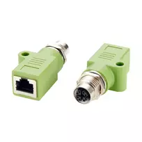 EXSYS M12 X-Coded 8-Pin Female to RJ45 Female Adapter, 10Gbps, IP67, nikeliuoto žalvario EX-49541