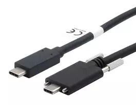 EXSYS USB-C į USB-C 3.2 Gen 2x1 kabelis su fiksavimo varžtais, 2m, juodas EX-K1591V-2.0