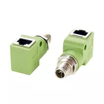 EXSYS M12 X-Coded 8-Pin vyriškas į RJ45 moteriškas 90° pramoninis Ethernet adapteris, 10Gbps, IP67, ekranuotas EX-49542