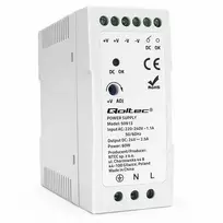 Qoltec DIN bėgio maitinimo šaltinis 60W 24V 2.5A baltas plonas