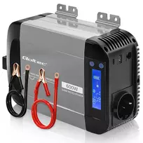 Qoltec grynosios sinusoidės keitiklis 12V į 230V 300W/600W su LCD, USB-A ir USB-C PD, suderinamas su LiFePO4/GEL/AGM