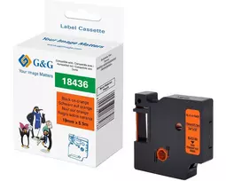G&G RL-D-Vi-18436 Vinilinė etikečių juosta 19mm x 5.5m oranžinė su juodu spaudu RL-D-Vi-18436-BK/OR-19MM*5.5M