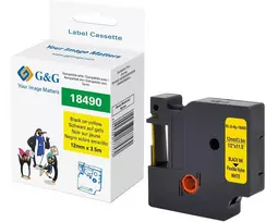 G&G poliamidinė etikečių juosta 12 mm x 3,5 m, geltona/juoda, skirta Dymo Rhino RL-D-Ny-18490-BK/YE-12MM*3.5M