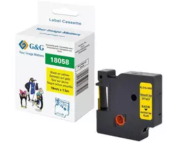 G&G polioletino etikečių juosta geltona/juoda 19mm x 1,5m RL-D-Hs-18058-BK/YE-19MM*1.5M