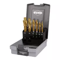 RUKO FLS-Set6tlg-TiN-f-RO plokščių įdubimų frezų rinkinys, 6 dalių, TiN danga, DIN 373, metalinė kasetė