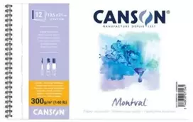 Canson Montval A4 akvarelės bloknotas, 300 gsm, 12 lapų, smulkaus grūdėtumo, spiralinis įrišimas, mikroperforuotas C200807160