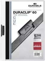 DURABLE DURACLIP 60 A4 dokumentų segtuvas su spaustuku, juodas (25 vnt. pakuotė) 220902