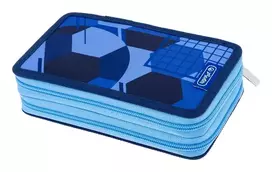 HERLITZ Blue Goal dviejų skyrių penalas, 23 dalių, su užtrauktuku, spalvotas vidus 400205859