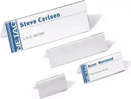 DURABLE stalinis vardų lentelių laikiklis Tent Card 61/122x210 mm akrilinis, 10 vienetų 803419