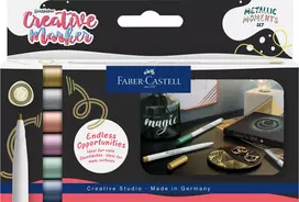 Faber-Castell Creative Marker Goldfaber Metallic Moments rinkinys, 6 vnt., vandeniniais dažais, bekvapiai, nesitepantys, įvairių metalinių spalvų 161107