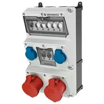 MENNEKES AMAXX sieninė rozetė 930014, 32A 400V, 2x CEE + 2x Schuko, IP44