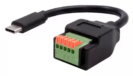 EXSYS USB-C vyriškas į 5 kontaktų terminalo bloko adapterio kabelis su mygtuku, USB 2.0, 15 cm EX-49123