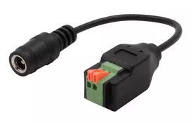 EXSYS DC lizdas 5,5x2,1mm į 2 kontaktų terminalų bloką adapterio kabelis su mygtuku, 15cm EX-49141