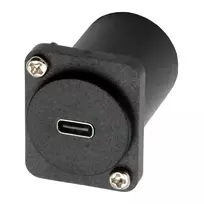 EXSYS D-Type USB-C (moteriškas) į moterišką adapteris, USB 3.2 Gen 1, skydinis montavimas, juodas (EX-49158)