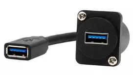 EXSYS EX-49165 D-Type panelinis USB-A female to female kabelio adapteris, USB 3.2 Gen 1, 20 cm
