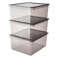 keeeper bea laikymo dėžių rinkinys, 3x 18 L, Crystal-Grey, su Air-Control dangčiu 3003182700000