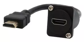EXSYS EX-49162 HDMI Type A adapterio kabelis, 20 cm, 4K, High Speed su Ethernet, juodas