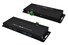 EXSYS EX-1247HMVS 7 prievadų USB 3.2 Gen 2 pramoninis šakotuvas su DIN bėgio tvirtinimu