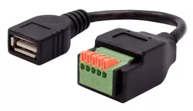 EXSYS EX-49128 USB-A (moteriškas) į 5 kontaktų terminalų bloko adapterio kabelis su mygtuku, USB 2.0, 15 cm
